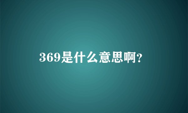 369是什么意思啊？