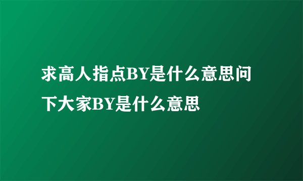 求高人指点BY是什么意思问下大家BY是什么意思