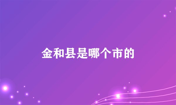 金和县是哪个市的