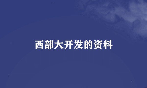 西部大开发的资料