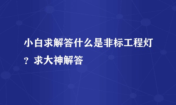 小白求解答什么是非标工程灯？求大神解答