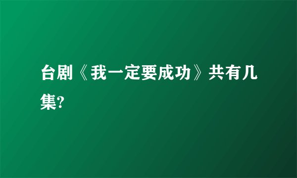 台剧《我一定要成功》共有几集?