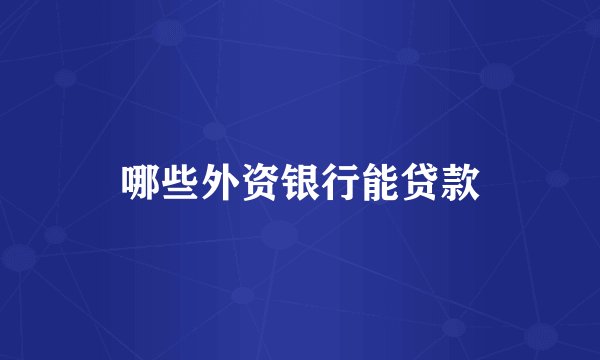 哪些外资银行能贷款