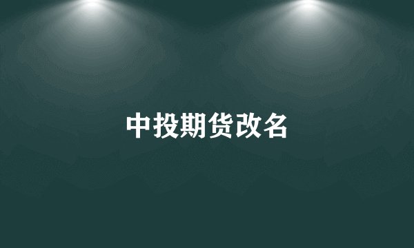 中投期货改名
