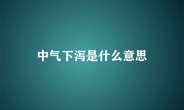 中气下泻是什么意思