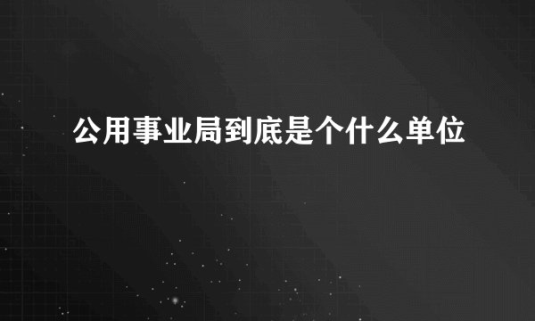 公用事业局到底是个什么单位