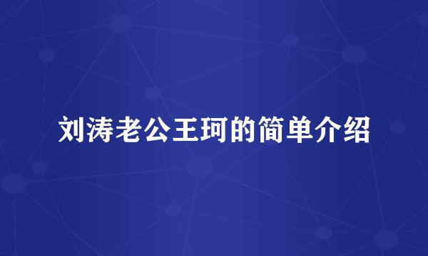 刘涛老公王珂的简单介绍