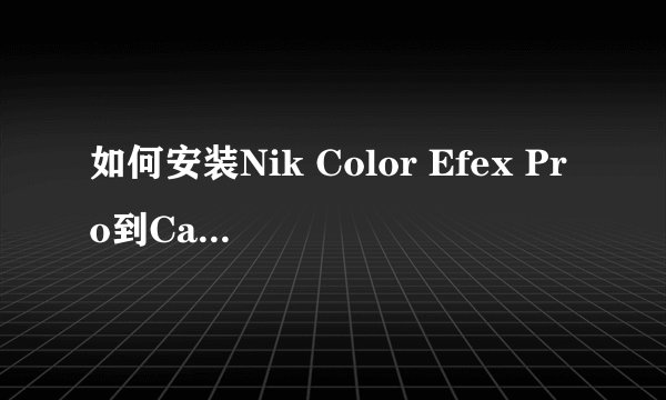如何安装Nik Color Efex Pro到Capture NX2.2.4