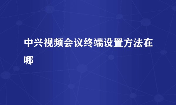 中兴视频会议终端设置方法在哪