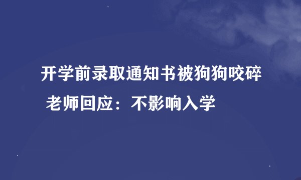开学前录取通知书被狗狗咬碎 老师回应：不影响入学
