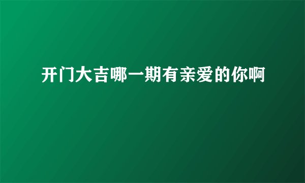 开门大吉哪一期有亲爱的你啊