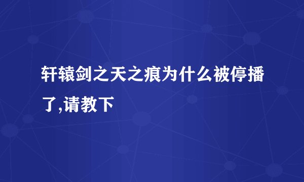 轩辕剑之天之痕为什么被停播了,请教下