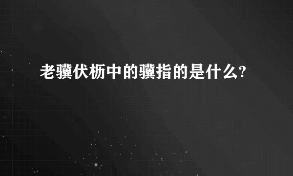 老骥伏枥中的骥指的是什么?