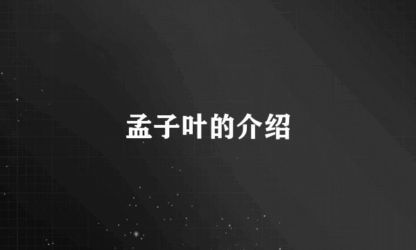 孟子叶的介绍