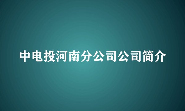 中电投河南分公司公司简介