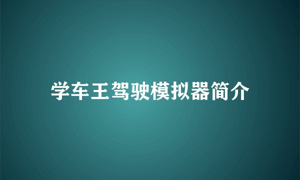 学车王驾驶模拟器简介