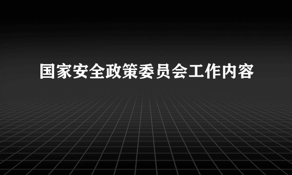 国家安全政策委员会工作内容