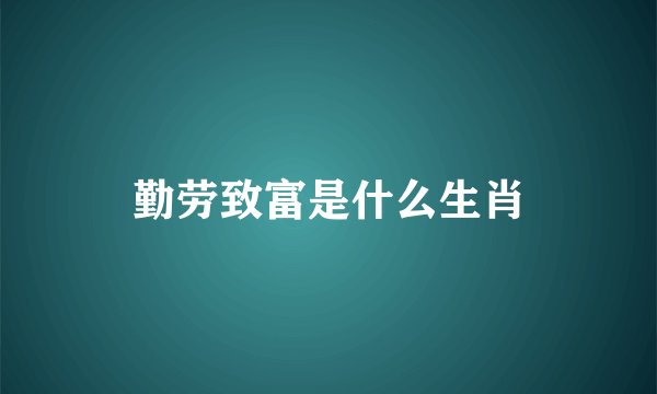 勤劳致富是什么生肖