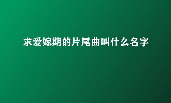 求爱嫁期的片尾曲叫什么名字