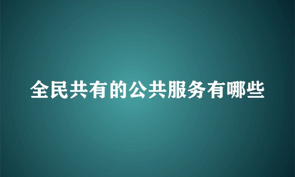 全民共有的公共服务有哪些