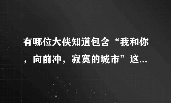 有哪位大侠知道包含“我和你，向前冲，寂寞的城市”这几个字的歌曲，好像是一个男乐队唱的。