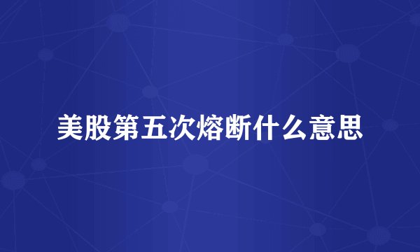 美股第五次熔断什么意思