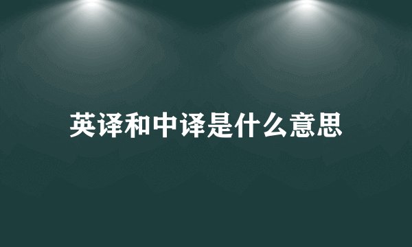 英译和中译是什么意思