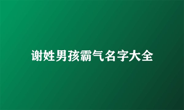 谢姓男孩霸气名字大全