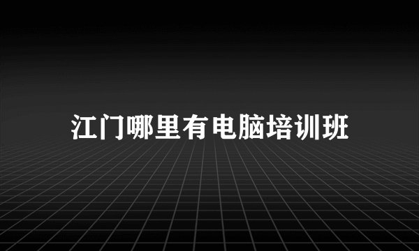 江门哪里有电脑培训班