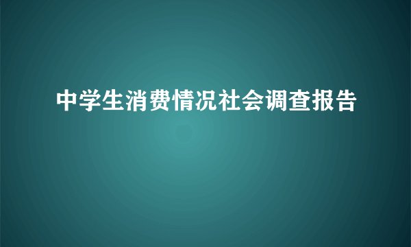中学生消费情况社会调查报告