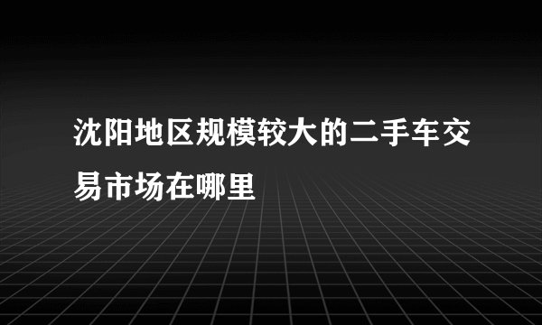 沈阳地区规模较大的二手车交易市场在哪里