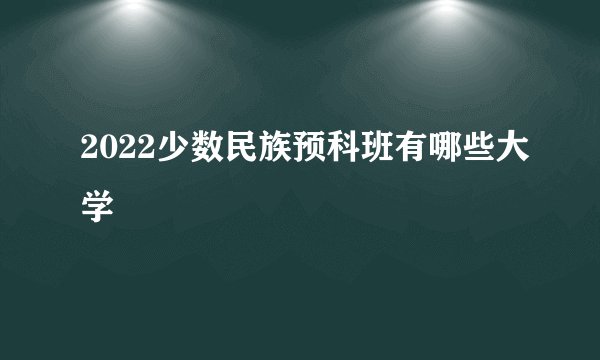 2022少数民族预科班有哪些大学