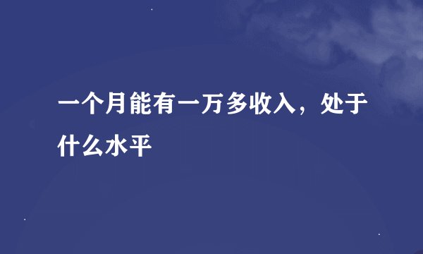 一个月能有一万多收入，处于什么水平