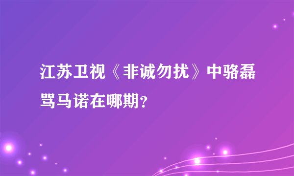 江苏卫视《非诚勿扰》中骆磊骂马诺在哪期？