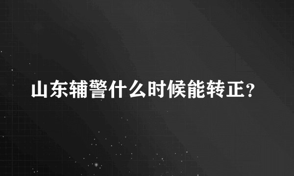 山东辅警什么时候能转正？
