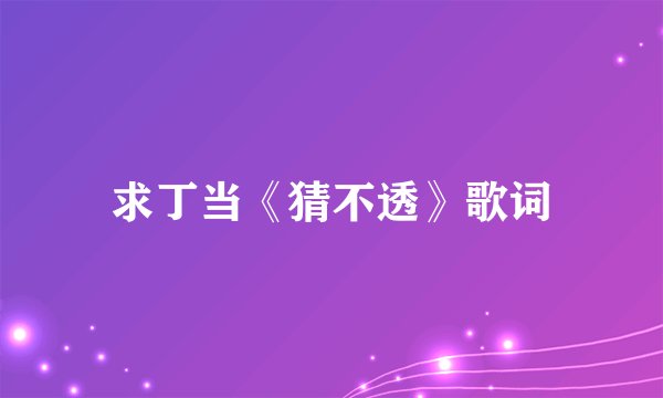 求丁当《猜不透》歌词