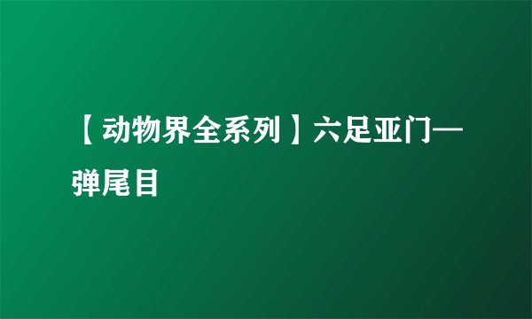 【动物界全系列】六足亚门—弹尾目