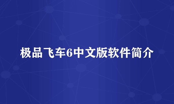 极品飞车6中文版软件简介