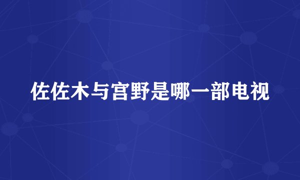 佐佐木与宫野是哪一部电视