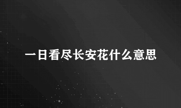 一日看尽长安花什么意思