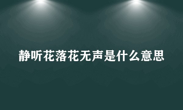 静听花落花无声是什么意思