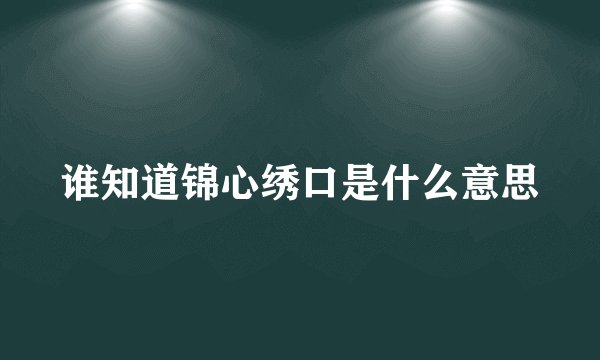 谁知道锦心绣口是什么意思