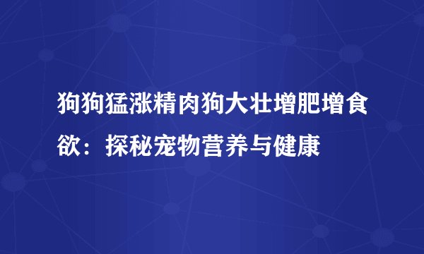 狗狗猛涨精肉狗大壮增肥增食欲：探秘宠物营养与健康