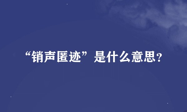 “销声匿迹”是什么意思？