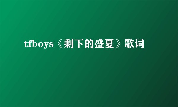 tfboys《剩下的盛夏》歌词
