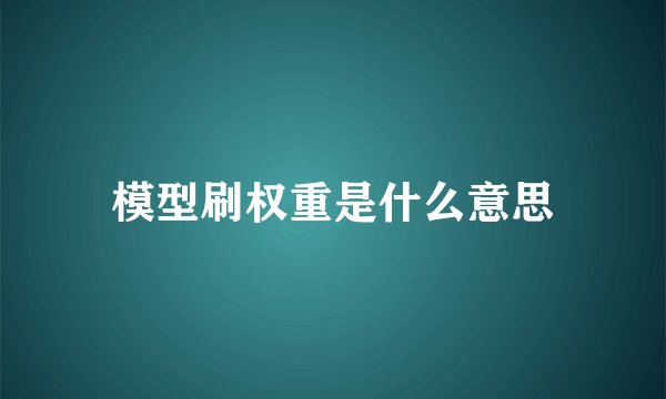 模型刷权重是什么意思