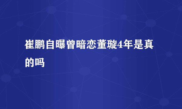 崔鹏自曝曾暗恋董璇4年是真的吗