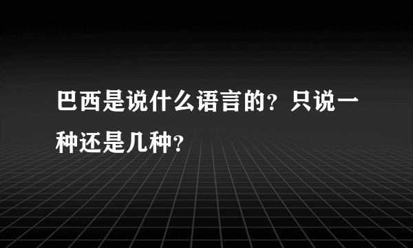 巴西是说什么语言的？只说一种还是几种？