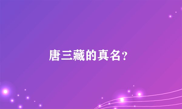 唐三藏的真名？