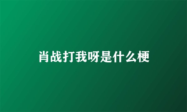 肖战打我呀是什么梗